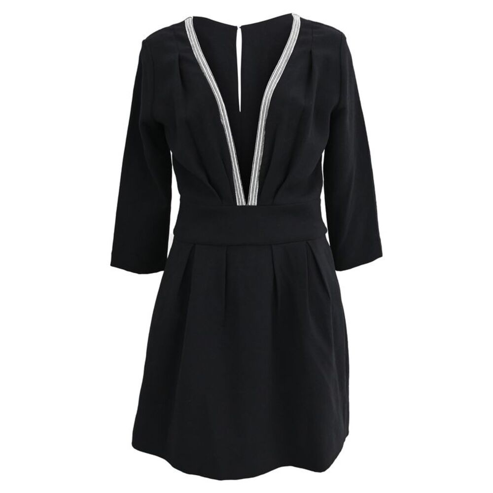 Ba&sh V-neck Mini Dress in Black Polyester